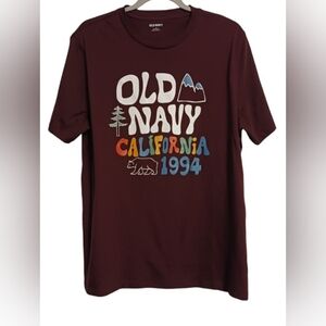 NEW OLD NAVY UNISEX MAROON GRAPHIC T-SHIRT W/CALIFORNIA LOGO SIZE LARGE